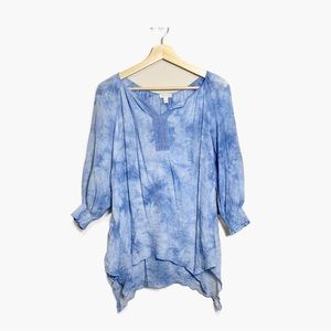 Spense Blue and White Tie Dye Blouse